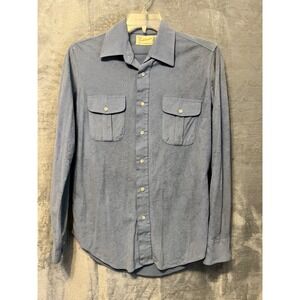 Vintage Sears Fieldmaster Sportswear Mens Blue Button Shirt Long Sleeve Medium